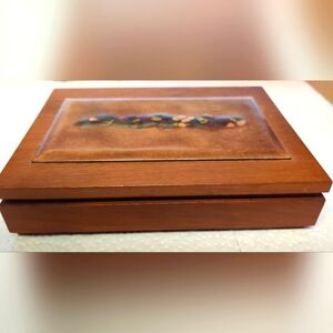 Vintage 1950 Bovano Enameled Copper Card Playing Box w/ Orig. Cards and Pencil
